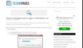 
							         How to Enable Auto Login in Windows 10 - Technipages								  
							    