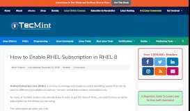 
							         How to Enable RHEL Subscription in RHEL 8 - Tecmint								  
							    