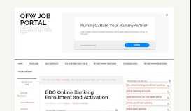 
							         How to Enroll in BDO Online Banking - Complete ... - OFW Job Portal								  
							    