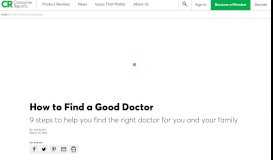 
							         How to Find a Good Doctor - Consumer Reports								  
							    