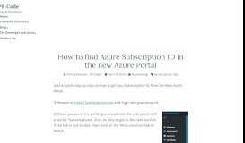 
							         How to find Azure Subscription ID in the new Azure Portal – PR Code								  
							    