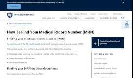 
							         How To Find Your Medical Record Number (MRN) - Penn State Health ...								  
							    