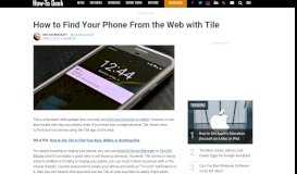 
							         How to Find Your Phone From the Web with Tile								  
							    