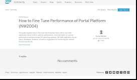 
							         How to Fine Tune Performance of Portal Platform ... - SAP Archive								  
							    