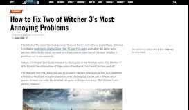 
							         How to Fix Two of Witcher 3's Most Annoying Problems - Gotta Be Mobile								  
							    