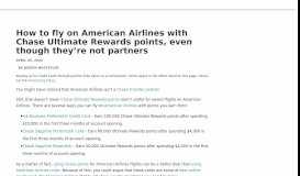 
							         How to Fly on American Airlines With Chase Ultimate Rewards Points ...								  
							    