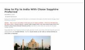 
							         How to Fly to India With Chase Sapphire Preferred | Million Mile Secrets								  
							    
