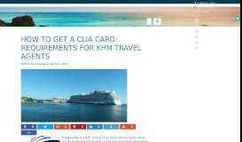 
							         How to Get a CLIA Card: Requirements for KHM Travel Agents ...								  
							    
