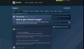 
							         How to get a Portal 2 badge? :: Portal 2 General ... - Steam Community								  
							    