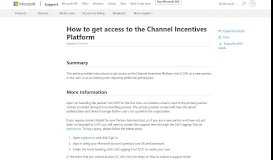 
							         How to get access to the Channel Incentives ... - Microsoft Support								  
							    