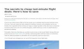 
							         How to Get Cheap Last-Minute Flights | Million Mile Secrets								  
							    