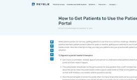 
							         How to Get Patients to Use the Patient Portal - GroupOne Health Source								  
							    