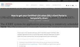 
							         How to get your Certified LCA when DOL's iCert Portal is temporarily ...								  
							    