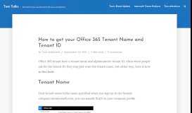 
							         How to get your Office 365 Tenant Name and Tenant ID - Tom Talks								  
							    