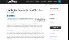 
							         How To Give Patients the Portal They Want								  
							    