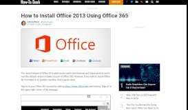 
							         How to Install Office 2013 Using Office 365								  
							    