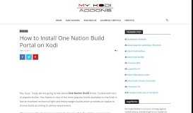 
							         How to Install One Nation Build Portal on Kodi Leia ... - My Kodi Addons								  
							    