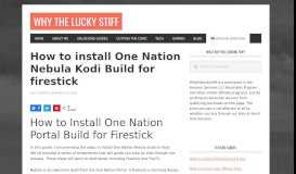 
							         How to install One Nation Nebula Kodi Build for firestick - Why The ...								  
							    