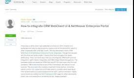 
							         How to integrate CRM WebClient UI & NetWeaver Enterprise Portal ...								  
							    