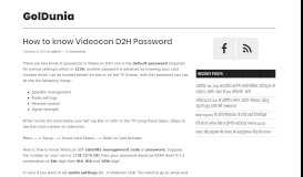 
							         How to know Videocon D2H Password - GolDunia								  
							    