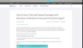 
							         How to log in the web-based management interface of ...								  
							    