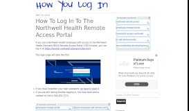 
							         How To Log In To the Northwell Health Remote Access Portal								  
							    