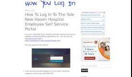 
							         How To Log In To The Yale New Haven Hospital Employee Self ...								  
							    