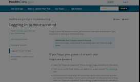 
							         How to log in to your Marketplace account | HealthCare.gov								  
							    