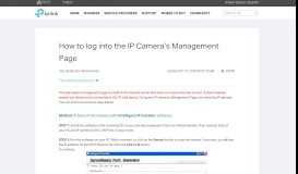
							         How to log into the IP Camera's Management Page | TP-Link								  
							    