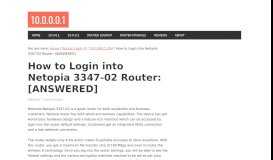 
							         How to Login into Netopia 3347-02 Router: [ANSWERED]								  
							    