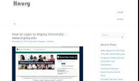 
							         How to Login to Argosy University - www.argosy.edu - Haury								  
							    