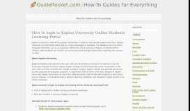 
							         How to login to Kaplan University Online Students Learning ...								  
							    