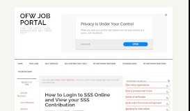 
							         How to Login to SSS Online Successfully and View ... - OFW Job Portal								  
							    