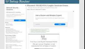 
							         How to Login to the Huawei HG8245A - SetupRouter								  
							    