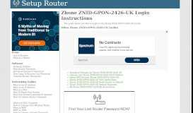 
							         How to Login to the Zhone ZNID-GPON-2426-UK - SetupRouter								  
							    