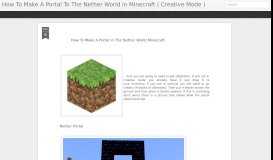 
							         How To Make A Portal To The Nether World in Minecraft ( Creative ...								  
							    