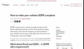 
							         How to make your website GDPR compliant | Hallam - Hallam Internet								  
							    