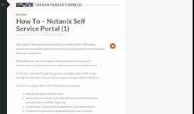 
							         How To – Nutanix Self Service Portal (1) | Farhan Parkar's Weblog								  
							    
