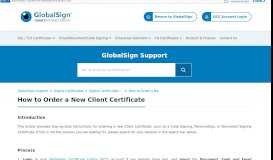 
							         How to Order a New Client Certificate - GlobalSign Support Portal								  
							    