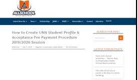 
							         How to Pay UNN Acceptance Fee 2018/2019 Session - AllSchool								  
							    