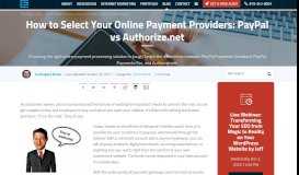 
							         How to Pick Your Online Payment Providers: PayPal vs Authorize.net								  
							    