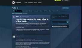 
							         How to play community maps when in offline mode? :: Portal 2 ...								  
							    