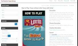
							         How to Play: Texas Lottery Lotto Texas with Extra! - The Portal to ...								  
							    