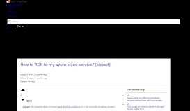 
							         How to RDP to my azure cloud service? - Stack Overflow								  
							    