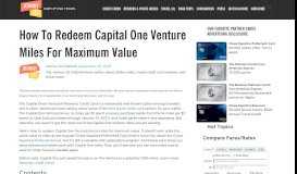 
							         How To Redeem Capital One Venture Miles For Maximum Value								  
							    