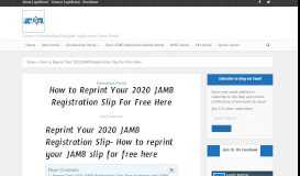 
							         How to Reprint Your 2019 JAMB Registration Slip For ... - Legit Portal								  
							    