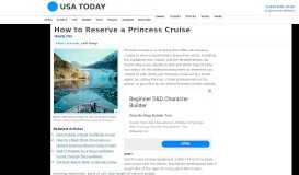 
							         How to Reserve a Princess Cruise - Travel Tips - USA Today								  
							    