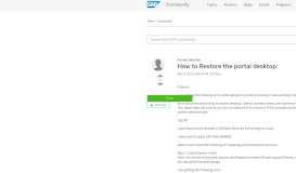 
							         How to Restore the portal desktop - SAP Archive								  
							    
