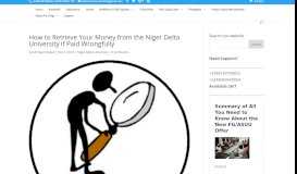 
							         How to Retrieve Your Money from the Niger Delta University if Paid ...								  
							    