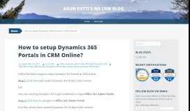 
							         How to setup Dynamics 365 Portals in CRM Online? | Arun Potti's MS ...								  
							    
